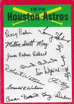 1974 Topps - Team Checklists #NNO Houston Astros Front
