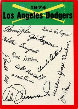 1974 Topps - Team Checklists #NNO Los Angeles Dodgers Front