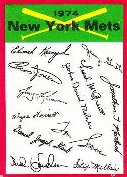 1974 Topps - Team Checklists #NNO New York Mets Front