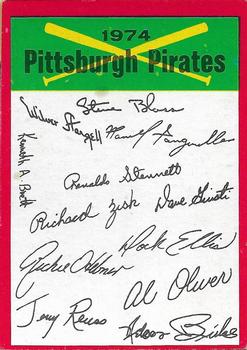 1974 Topps - Team Checklists #NNO Pittsburgh Pirates Front