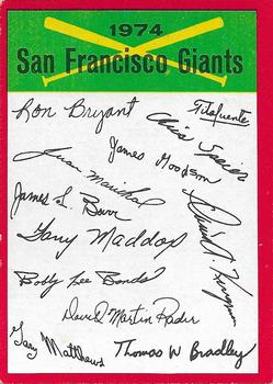 1974 Topps - Team Checklists #NNO San Francisco Giants Front