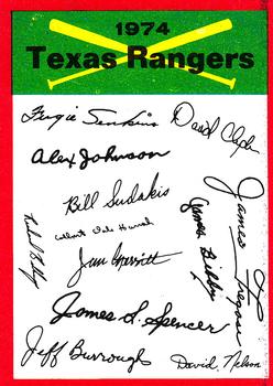 1974 Topps - Team Checklists #NNO Texas Rangers Front