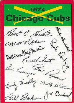 1974 Topps - Team Checklists #NNO Chicago Cubs Front