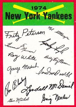 1974 Topps - Team Checklists #NNO New York Yankees Front