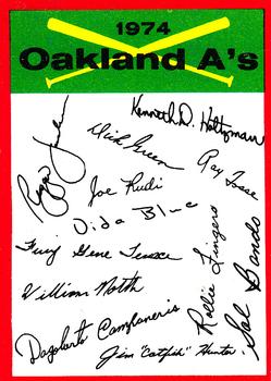 1974 Topps - Team Checklists #NNO Oakland A's Front