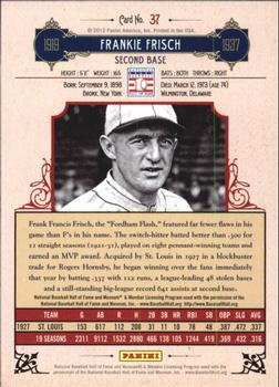 2012 Panini Cooperstown - Crystal Collection Red #37 Frankie Frisch Back