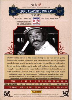 2012 Panini Cooperstown - Crystal Collection Red #43 Eddie Murray Back