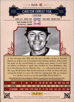 2012 Panini Cooperstown - Crystal Collection Red #45 Carlton Fisk Back
