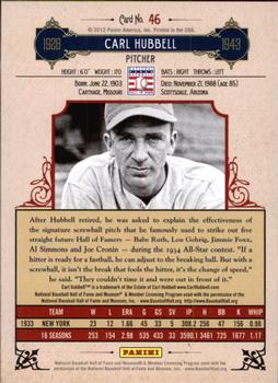 2012 Panini Cooperstown - Crystal Collection Red #46 Carl Hubbell Back