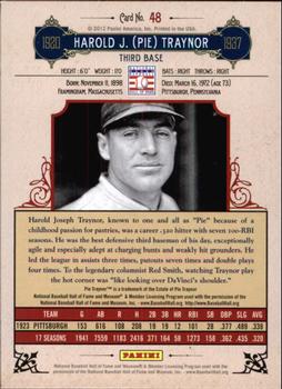 2012 Panini Cooperstown - Crystal Collection Red #48 Pie Traynor Back