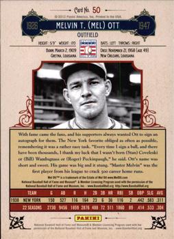 2012 Panini Cooperstown - Crystal Collection Red #50 Mel Ott Back