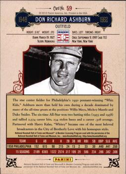 2012 Panini Cooperstown - Crystal Collection Red #59 Richie Ashburn Back