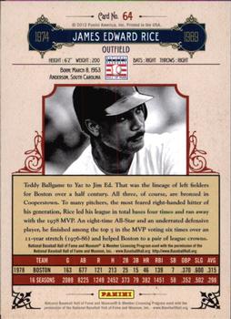 2012 Panini Cooperstown - Crystal Collection Red #64 Jim Rice Back