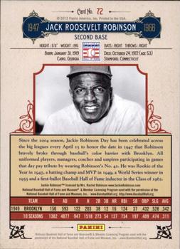 2012 Panini Cooperstown - Crystal Collection Red #72 Jackie Robinson Back