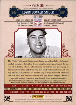 2012 Panini Cooperstown - Crystal Collection Red #85 Duke Snider Back