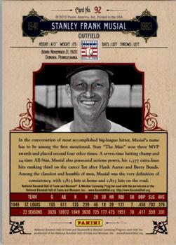 2012 Panini Cooperstown - Crystal Collection Red #92 Stan Musial Back