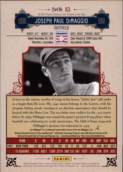 2012 Panini Cooperstown - Crystal Collection Red #113 Joe DiMaggio Back