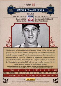 2012 Panini Cooperstown - Crystal Collection Red #114 Warren Spahn Back