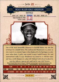 2012 Panini Cooperstown - Crystal Collection Red #120 Rickey Henderson Back