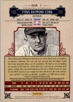 2012 Panini Cooperstown - Crystal Collection Blue #1 Ty Cobb Back