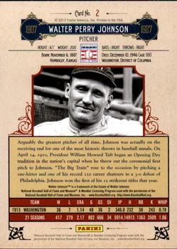 2012 Panini Cooperstown - Crystal Collection Blue #2 Walter Johnson Back