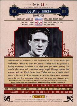 2012 Panini Cooperstown - Crystal Collection Blue #33 Joe Tinker Back