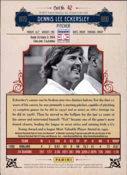 2012 Panini Cooperstown - Crystal Collection Blue #42 Dennis Eckersley Back