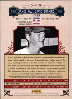 2012 Panini Cooperstown - Crystal Collection Blue #94 Jim Bunning Back