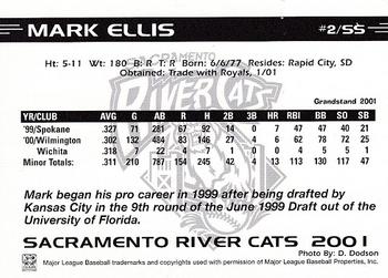 2001 Grandstand Sacramento River Cats #1 Mark Ellis Back