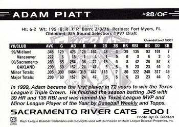 2001 Grandstand Sacramento River Cats #18 Adam Piatt Back