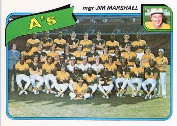 1980 Topps - Team Checklists #96 Oakland A's / Jim Marshall Front