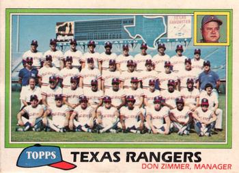 1981 Topps - Team Checklists #673 Texas Rangers / Don Zimmer Front