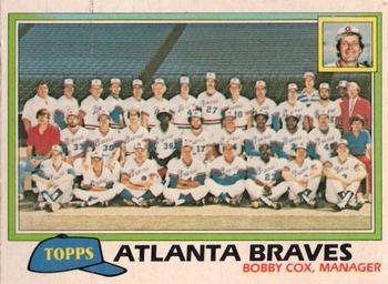 1981 Topps - Team Checklists #675 Atlanta Braves / Bobby Cox Front