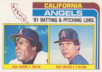 1982 Topps - Team Leaders / Checklists #276 Angels Leaders / Checklist (Rod Carew / Ken Forsch) Front