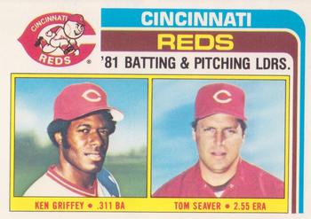 1982 Topps - Team Leaders / Checklists #756 Reds Leaders / Checklist (Ken Griffey / Tom Seaver) Front