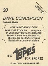 1982 Topps - Coming Soon Stickers #37 Dave Concepcion Back