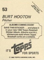1982 Topps - Coming Soon Stickers #53 Burt Hooton Back