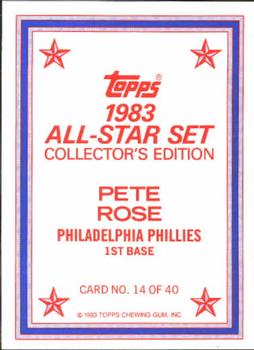 1983 Topps - 1983 All-Star Set Collector's Edition (Glossy Send-Ins) #14 Pete Rose Back