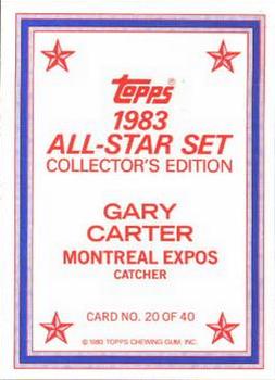 1983 Topps - 1983 All-Star Set Collector's Edition (Glossy Send-Ins) #20 Gary Carter Back