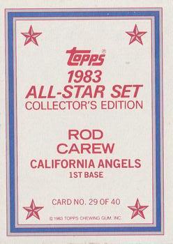 1983 Topps - 1983 All-Star Set Collector's Edition (Glossy Send-Ins) #29 Rod Carew Back