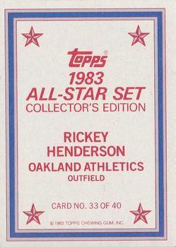 1983 Topps - 1983 All-Star Set Collector's Edition (Glossy Send-Ins) #33 Rickey Henderson Back