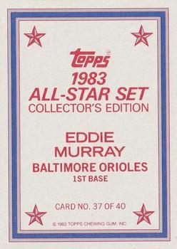 1983 Topps - 1983 All-Star Set Collector's Edition (Glossy Send-Ins) #37 Eddie Murray Back
