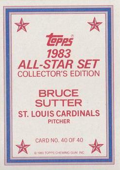 1983 Topps - 1983 All-Star Set Collector's Edition (Glossy Send-Ins) #40 Bruce Sutter Back