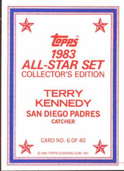 1983 Topps - 1983 All-Star Set Collector's Edition (Glossy Send-Ins) #6 Terry Kennedy Back