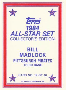 1984 Topps - 1984 All-Star Set Collector's Edition (Glossy Send-Ins) #19 Bill Madlock  Back