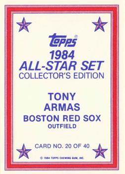 1984 Topps - 1984 All-Star Set Collector's Edition (Glossy Send-Ins) #20 Tony Armas  Back