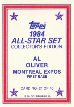 1984 Topps - 1984 All-Star Set Collector's Edition (Glossy Send-Ins) #21 Al Oliver  Back
