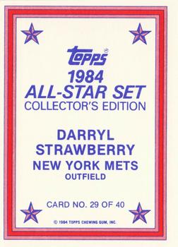1984 Topps - 1984 All-Star Set Collector's Edition (Glossy Send-Ins) #29 Darryl Strawberry  Back