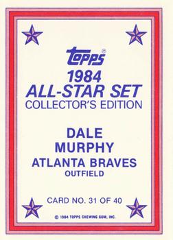 1984 Topps - 1984 All-Star Set Collector's Edition (Glossy Send-Ins) #31 Dale Murphy  Back