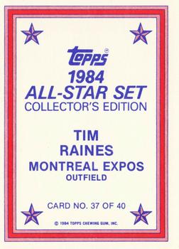 1984 Topps - 1984 All-Star Set Collector's Edition (Glossy Send-Ins) #37 Tim Raines  Back